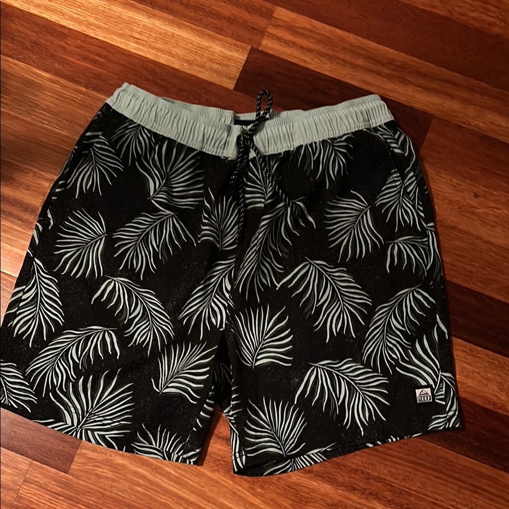 Reef Black and White Tropical Swim Shorts